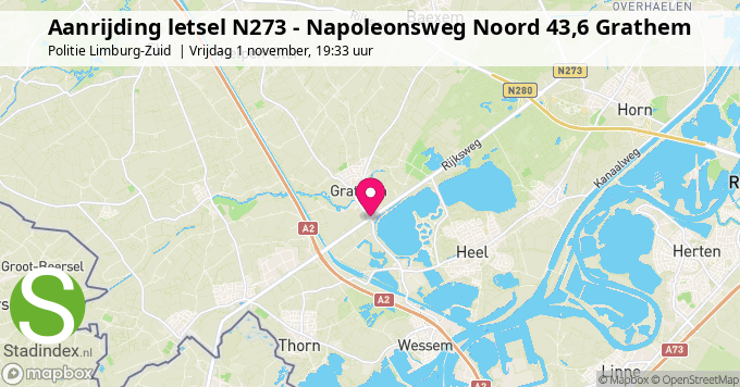 Aanrijding letsel N273 - Napoleonsweg Noord 43,6 Grathem