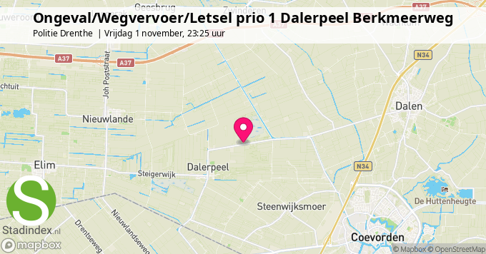 Ongeval/Wegvervoer/Letsel prio 1 Dalerpeel Berkmeerweg