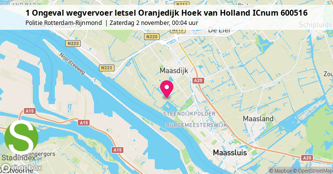 1 Ongeval wegvervoer letsel Oranjedijk Hoek van Holland ICnum 600516