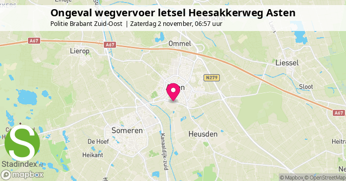 Ongeval wegvervoer letsel Heesakkerweg Asten