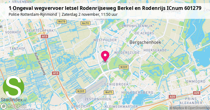 1 Ongeval wegvervoer letsel Rodenrijseweg Berkel en Rodenrijs ICnum 601279