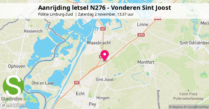 Aanrijding letsel N276 - Vonderen Sint Joost