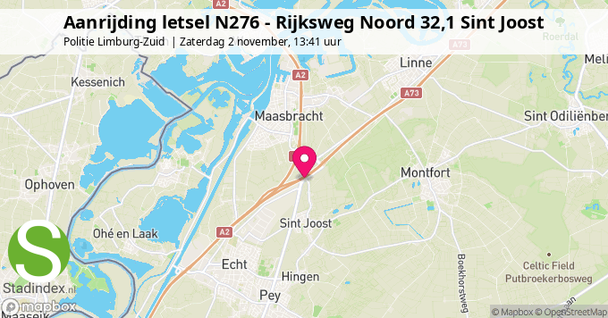 Aanrijding letsel N276 - Rijksweg Noord 32,1 Sint Joost