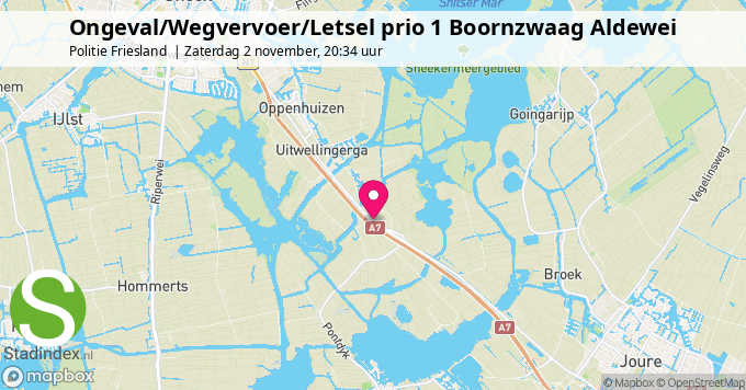 Ongeval/Wegvervoer/Letsel prio 1 Boornzwaag Aldewei