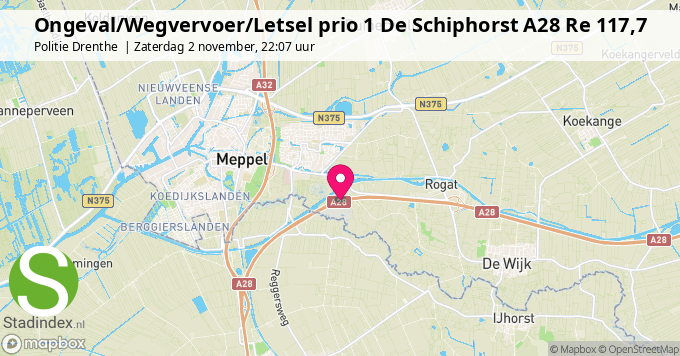 Ongeval/Wegvervoer/Letsel prio 1 De Schiphorst A28 Re 117,7