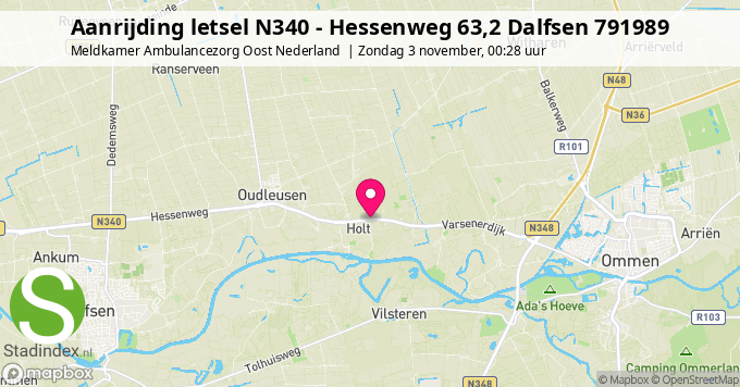 Aanrijding letsel N340 - Hessenweg 63,2 Dalfsen 791989