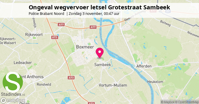 Ongeval wegvervoer letsel Grotestraat Sambeek