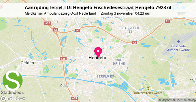 Aanrijding letsel TUI Hengelo Enschedesestraat Hengelo 792374