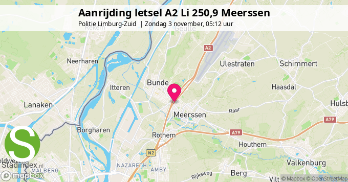 Aanrijding letsel A2 Li 250,9 Meerssen