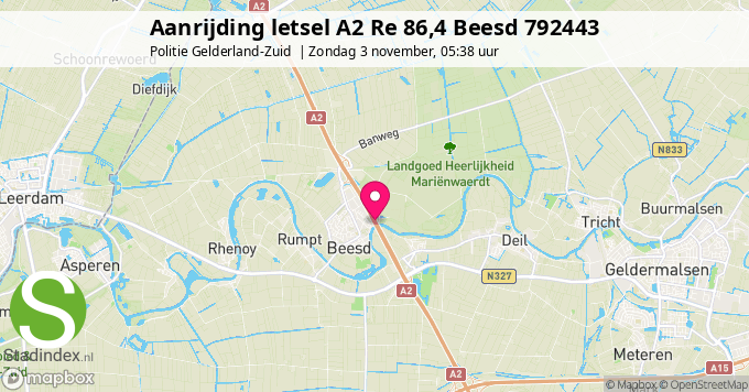 Aanrijding letsel A2 Re 86,4 Beesd 792443