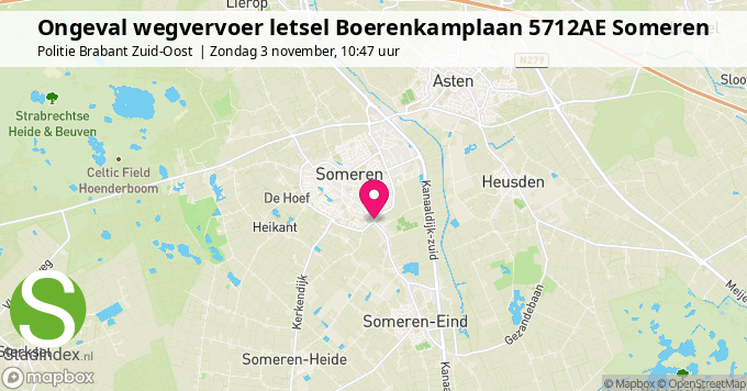 Ongeval wegvervoer letsel Boerenkamplaan 5712AE Someren