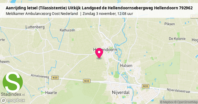 Aanrijding letsel (Tilassistentie) Uitkijk Landgoed de Hellendoornsebergweg Hellendoorn 792962