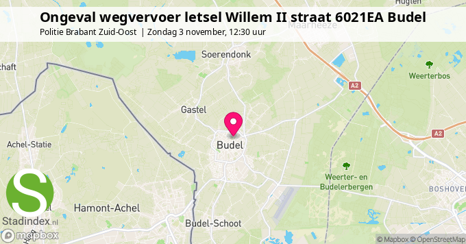 Ongeval wegvervoer letsel Willem II straat 6021EA Budel