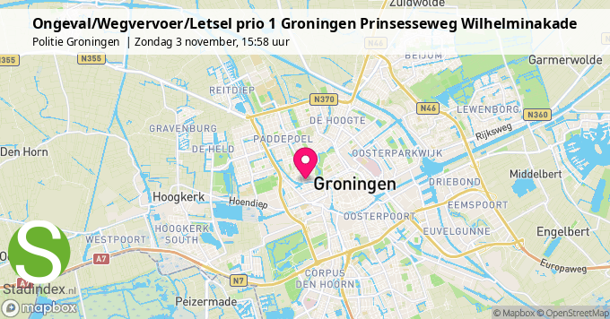 Ongeval/Wegvervoer/Letsel prio 1 Groningen Prinsesseweg Wilhelminakade