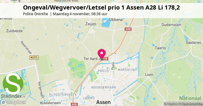 Ongeval/Wegvervoer/Letsel prio 1 Assen A28 Li 178,2