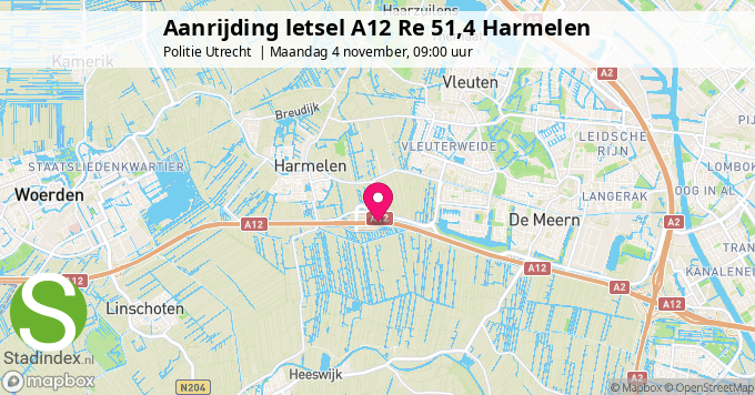 Aanrijding letsel A12 Re 51,4 Harmelen