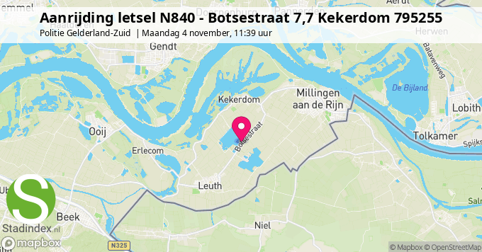 Aanrijding letsel N840 - Botsestraat 7,7 Kekerdom 795255