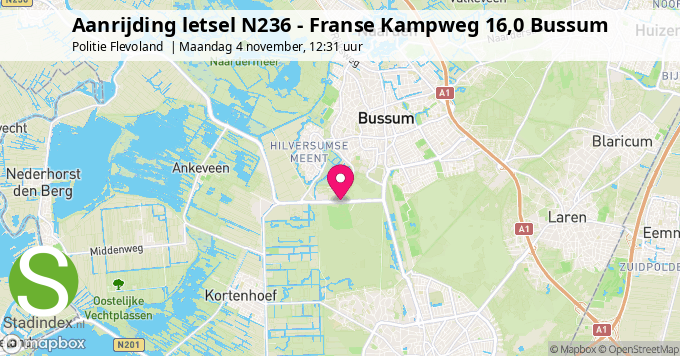 Aanrijding letsel N236 - Franse Kampweg 16,0 Bussum