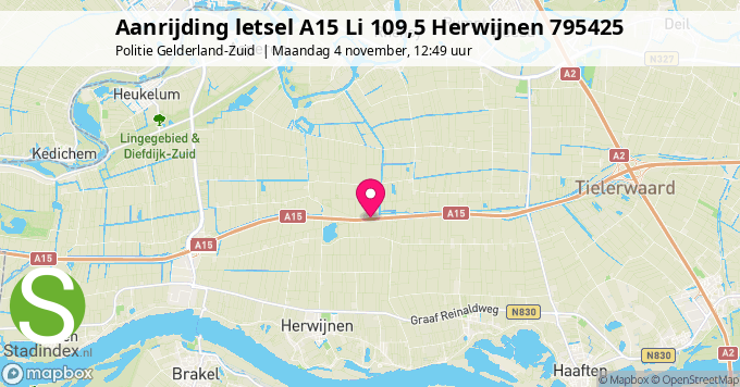 Aanrijding letsel A15 Li 109,5 Herwijnen 795425