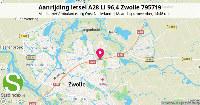 Aanrijding letsel A28 Li 96,4 Zwolle 795719