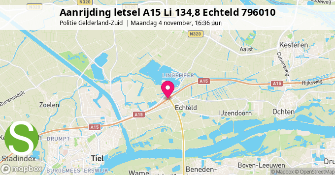 Aanrijding letsel A15 Li 134,8 Echteld 796010