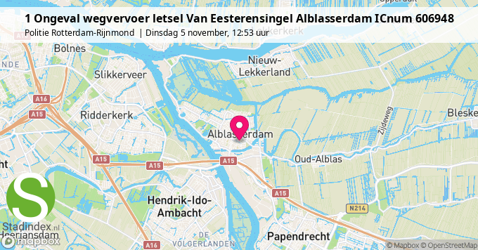 1 Ongeval wegvervoer letsel Van Eesterensingel Alblasserdam ICnum 606948