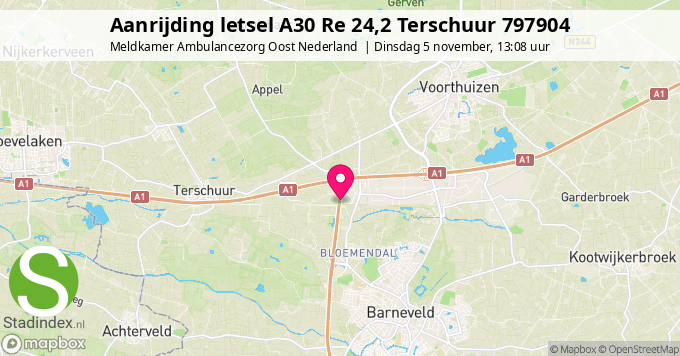 Aanrijding letsel A30 Re 24,2 Terschuur 797904