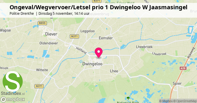 Ongeval/Wegvervoer/Letsel prio 1 Dwingeloo W Jaasmasingel