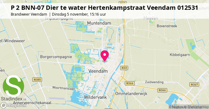 P 2 BNN-07 Dier te water Hertenkampstraat Veendam 012531