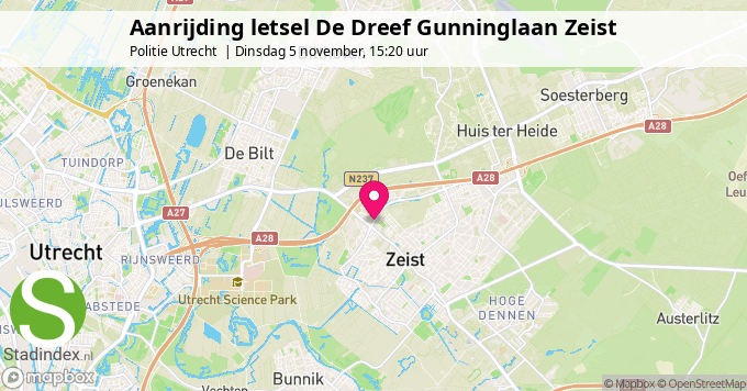 Aanrijding letsel De Dreef Gunninglaan Zeist