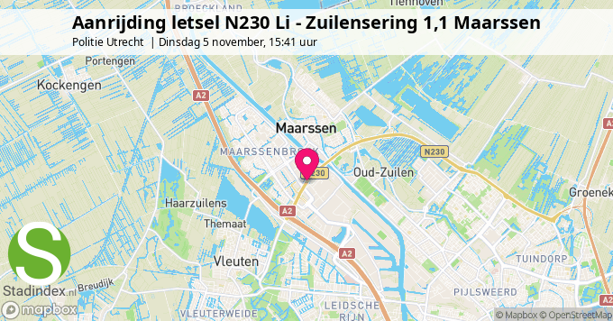 Aanrijding letsel N230 Li - Zuilensering 1,1 Maarssen