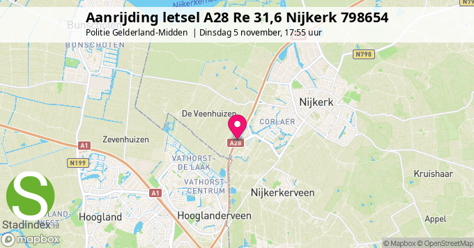 Aanrijding letsel A28 Re 31,6 Nijkerk 798654