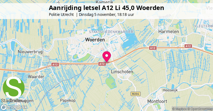 Aanrijding letsel A12 Li 45,0 Woerden