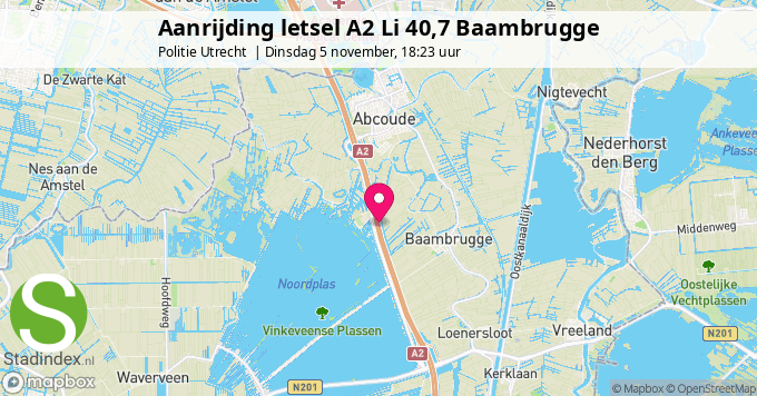 Aanrijding letsel A2 Li 40,7 Baambrugge