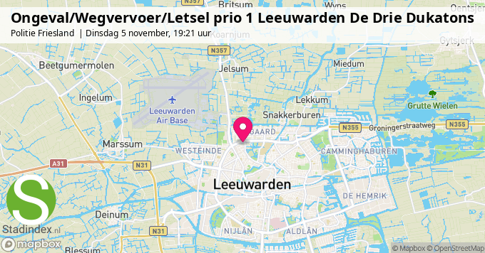 Ongeval/Wegvervoer/Letsel prio 1 Leeuwarden De Drie Dukatons