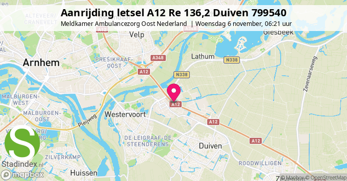 Aanrijding letsel A12 Re 136,2 Duiven 799540