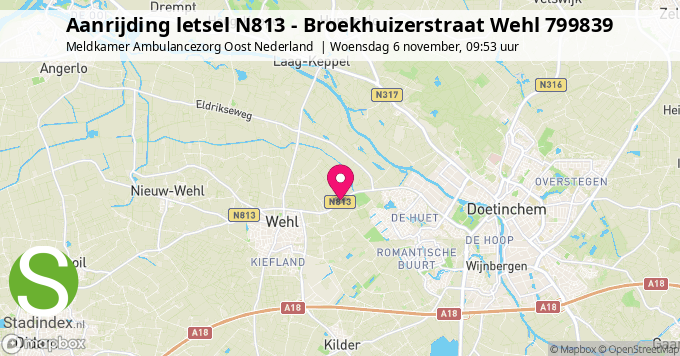 Aanrijding letsel N813 - Broekhuizerstraat Wehl 799839