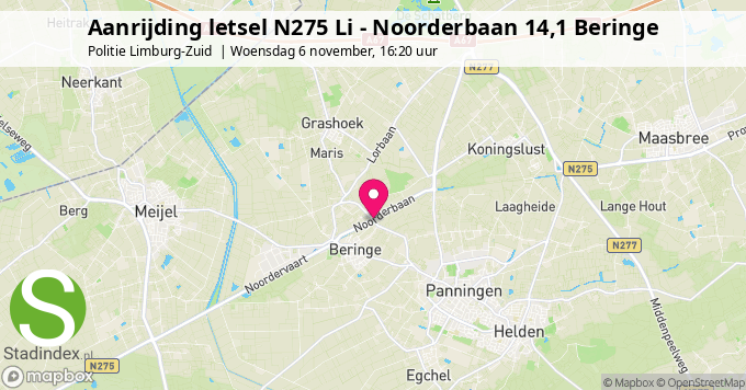 Aanrijding letsel N275 Li - Noorderbaan 14,1 Beringe