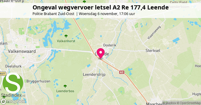 Ongeval wegvervoer letsel A2 Re 177,4 Leende