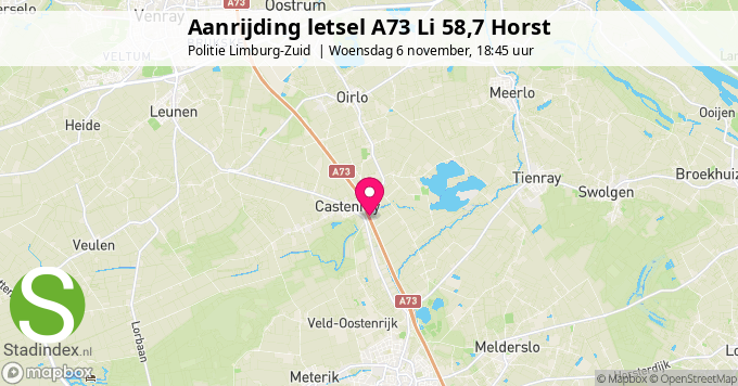 Aanrijding letsel A73 Li 58,7 Horst