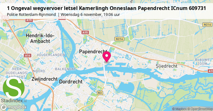 1 Ongeval wegvervoer letsel Kamerlingh Onneslaan Papendrecht ICnum 609731