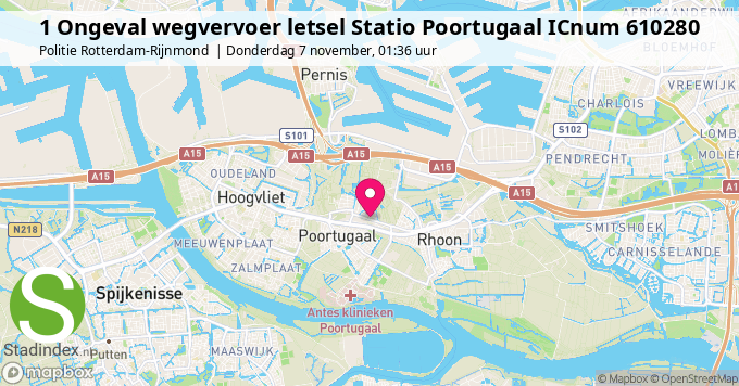 1 Ongeval wegvervoer letsel Statio Poortugaal ICnum 610280