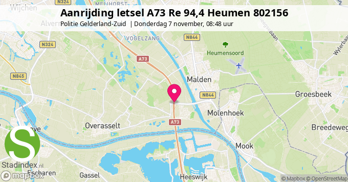 Aanrijding letsel A73 Re 94,4 Heumen 802156