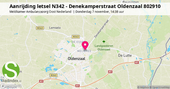 Aanrijding letsel N342 - Denekamperstraat Oldenzaal 802910