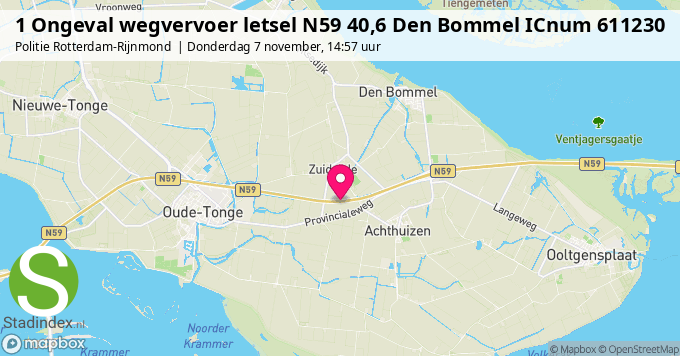 1 Ongeval wegvervoer letsel N59 40,6 Den Bommel ICnum 611230