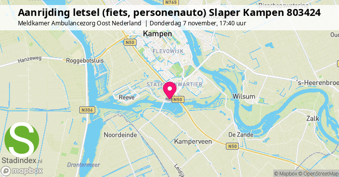 Aanrijding letsel (fiets, personenauto) Slaper Kampen 803424