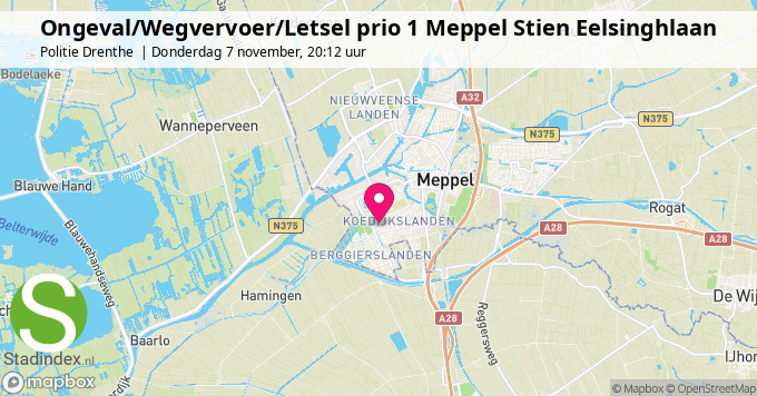 Ongeval/Wegvervoer/Letsel prio 1 Meppel Stien Eelsinghlaan