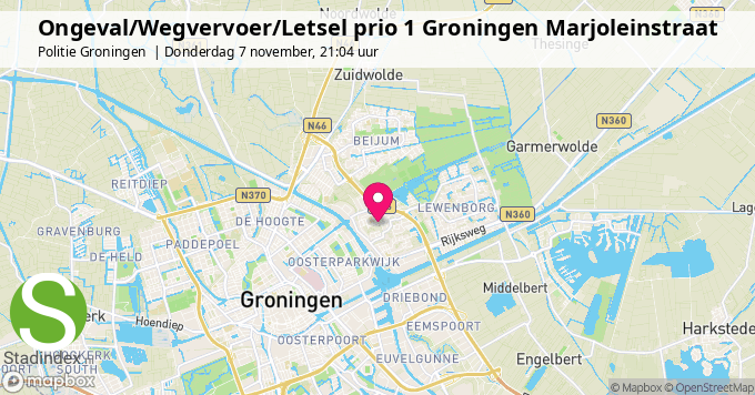 Ongeval/Wegvervoer/Letsel prio 1 Groningen Marjoleinstraat