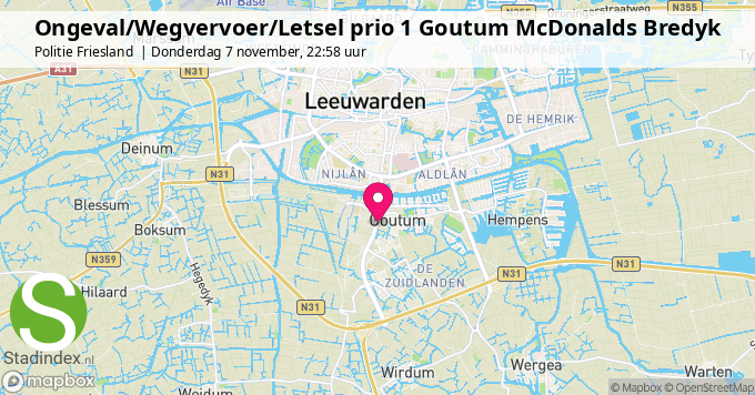 Ongeval/Wegvervoer/Letsel prio 1 Goutum McDonalds Bredyk