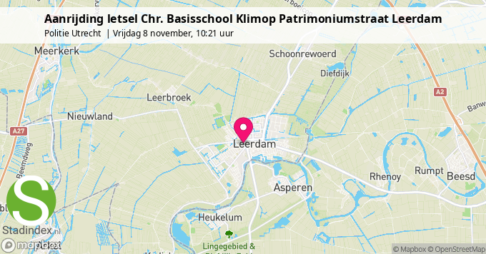 Aanrijding letsel Chr. Basisschool Klimop Patrimoniumstraat Leerdam